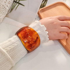 Acrylic Chunky Cuff Bangle Wide Bracelet for Women Vintage Resin Irregular Geome