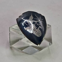 Rare Vintage Niello Brooch Pin Siam Sterling Silver Goddess Mekkala Thailand