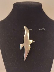 International Sterling Silver Seagull Pendant Brooch 3.5 Inches