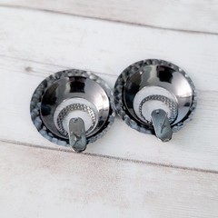 Vintage Stud Earrings Grey/Dark Silver Tone Large Dangle Statement