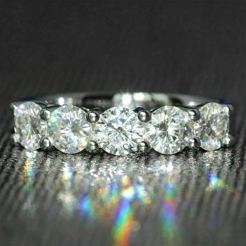 4.00Ct Round Cut Lab Created Diamond 14K White Gold FN Engagement Gift Band Ring