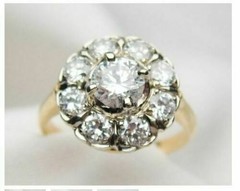 Art Deco 1.70 Ct White Diamond Vintage Engagement Ring 14K Yellow Gold FN