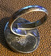 Vintage Taxco Malachite And Silver Ring 9.6 Grams Mexico Marked Adjustable