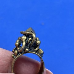 Vintage Brutalist Abstract Ring Brass Tone Modernist Statement Size 6.5