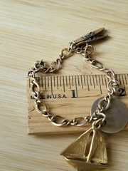 Vtg Bracelet 1/20th 12KTGF Automade & JMS 12KGF Water Skis Charm Sailboat 6¼”