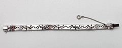 Panetta Silver Tone Metal Clear Rhinestone Art Deco Style Link Bracelet