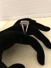 Vintage Large Art Deco Style CZ Silver Tone Cocktail Statement Ring Size 8.25