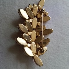 Vintage Pink Givre and AB Rhinestone Marquise Brooch
