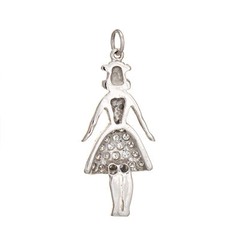 Vintage Art Deco Diamond Charm Platinum Woman A Line Skirt Pendant Fine Jewelry