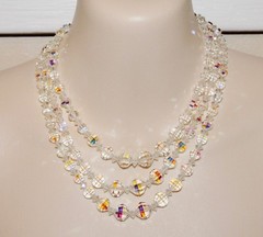 LOT of 2 Vintage 2 & 3 Strands 1950’s Aurora Borealis Necklaces – Never Worn!!
