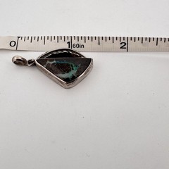 Signed RS Sterling Silver Boulder Opal Pendant Blue Green Purple Flash Artisan