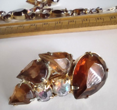 Vintage Juliana Amber & Aurora Borealis Rhinestones Bracelet & Earrings Set