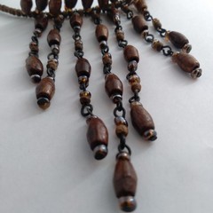 Vintage Bead Double Layer Multi Chain Tension Dangle Choker Necklace