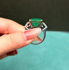 5.50 Ct Natural Emerald Art Deco Vintage Wedding Ring 925 Sterling Silver
