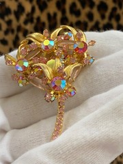 Vintage Juliana D&E Brooch Reference Book Piece 1964 60s MCM Pink Floral Spray