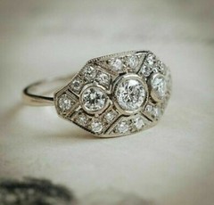 1.00 Ct Art Deco Style Lab-Created Diamond Engagement Wwdding Ring In 925 Silver