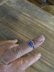 Vintage 10k White Gold Blue Lindy Star Sapphire Ring, Size 5 3/4 Diamond Chips