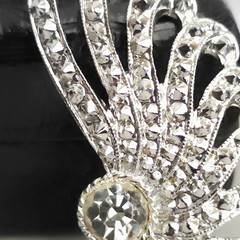 Vtg Rhinestone Leaf Wing Clip Earrings Climber Sara Coventry 60s Glam Silvertone