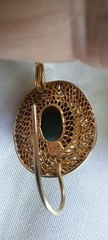 Vintage Gold Gilt Sterling Silver Turquoise Blue Enamel Dangle Earrings Jewelry