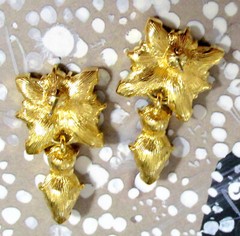 Vtg Runway MONET 80s GP Floret w Icy Swarovski Crystal Dangle Earrings Posts Exc