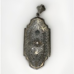 Antique Victorian 10K White Gold and Diamond Pendant