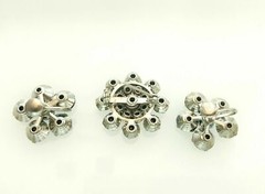 Aqua Blue Rhinestones Silvertone Earrings Brooch Set MINT