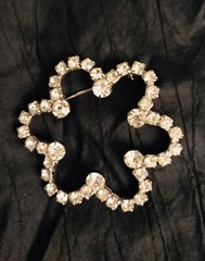 Vintage Large Sparkly Clear Rhinestone Flower Brooch Pin 2.25” Diameter