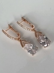 Vintage 1990-s 14 Ct Rolled Gold Zircons Earrings-Hallmarked 585 RG