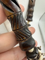 Vintage Tribal Carved Wood Bead Necklace Boho Statement Bib Necklace