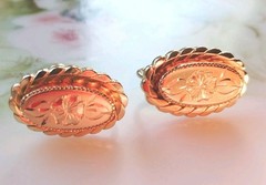 Vtg 1/20 12KT GF Victorian Design Floral Etched Screwback Earrings—11-25