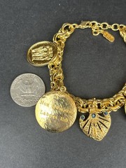 Vintage Camrose Kross JBK Gold Charm Bracelet Box &COA