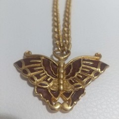 LANVIN PARIS Vintage Gold color Butterfly motif Necklace Pendant