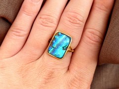 Antique 2.30Ct Black Opal and 18k Yellow Gold Cameo Ring Circa 1900
