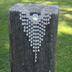 Antique Dramatic Rhinestone Brooch Cascading Fringe Rivoli Center Stone art deco