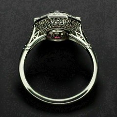 3.8Ct Art Deco Style Lab Created Diamond Ruby Engagement 14K White Gold FN Ring
