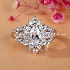 3.50 Ct Marquise Cut Lab Created Diamond 14K White Gold Finish Engagement Ring