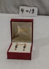 Vintage Sardelli 14k Gold Cultured Pearl Earring Set – 3 Pairs Trio – NIB