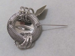 Vtg CONTINENTAL Modernist Layered Silver Tone Mesh Brooch w Tag 1-3/4” NOS