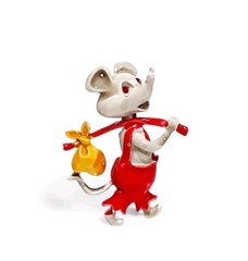 Vintage Unsigned Enamel Hobo Mouse Pin Brooch SEE DESCRIPTION Free Ship!