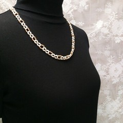 Vintage Gold and White Beaded Geometric Rectangle Filigree Box Clasp Necklace