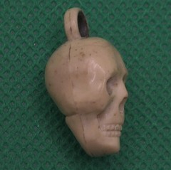 Antique Victorian Celluloid Skull Charm Mourning Pendant Memento Mori 1″