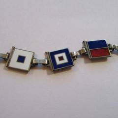 VTG 1940s Sterling Silver Enamel Nautical Flag Sweetheart Bracelet WWII
