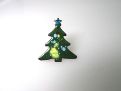 Vintage Mid Century Modern Enamel On Copper Christmas Tree Pin/Brooch Jewelry