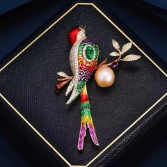 Colorful Magpie Brooch High-end Female Personality Happy Branch Pearl Brooch