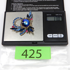 Juliana Delizza Elster Brooch Rivoli Margarita Blue Crystal Rhinestone Brooch
