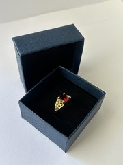 Vintage Red Cubic Zirconia Ring Gold Plated Womens Size 6.5