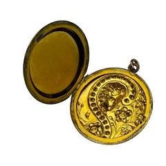 Antique Art Nouveau S&BL Co Gold Filled Locket Woman Profile Rhinestone Paste