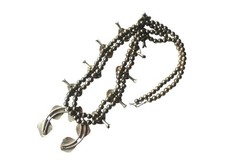 Vintage Silver Tone Black Onyx Squash Blossom Statement 24in Western Nickle