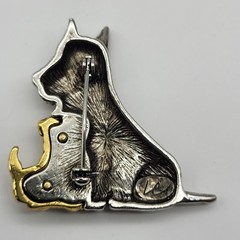 Vintage Liz Claiborne Scottie Dog Puppy Brooch Mom baby Scottish Terrier
