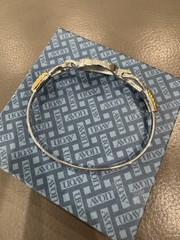 Vintage Silver And Gold Avon Hook Bangle Bracelet with Box